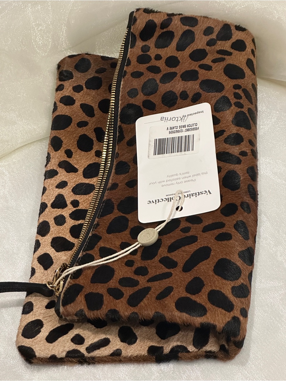 Clare V. Leopard Foldover Clutch Calf Hair Made in USA NWT - Picture 6 of 16